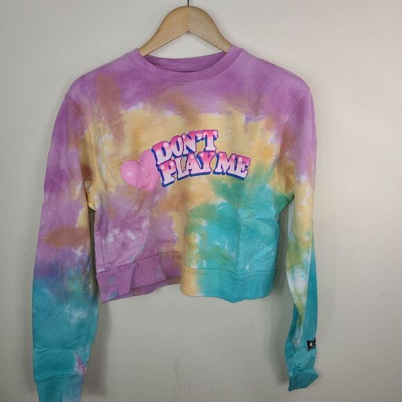 BSR by Samii Ryan Crop Tie Dye "Don't Play Me" Sweatshirt - Picture 1 of 5